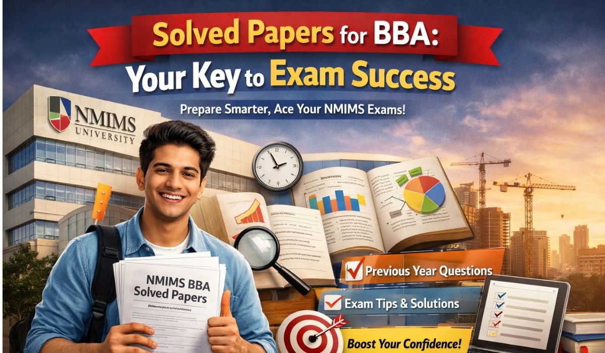 NMIMS BBA solved papers with student preparing for exams using previous year questions and study material