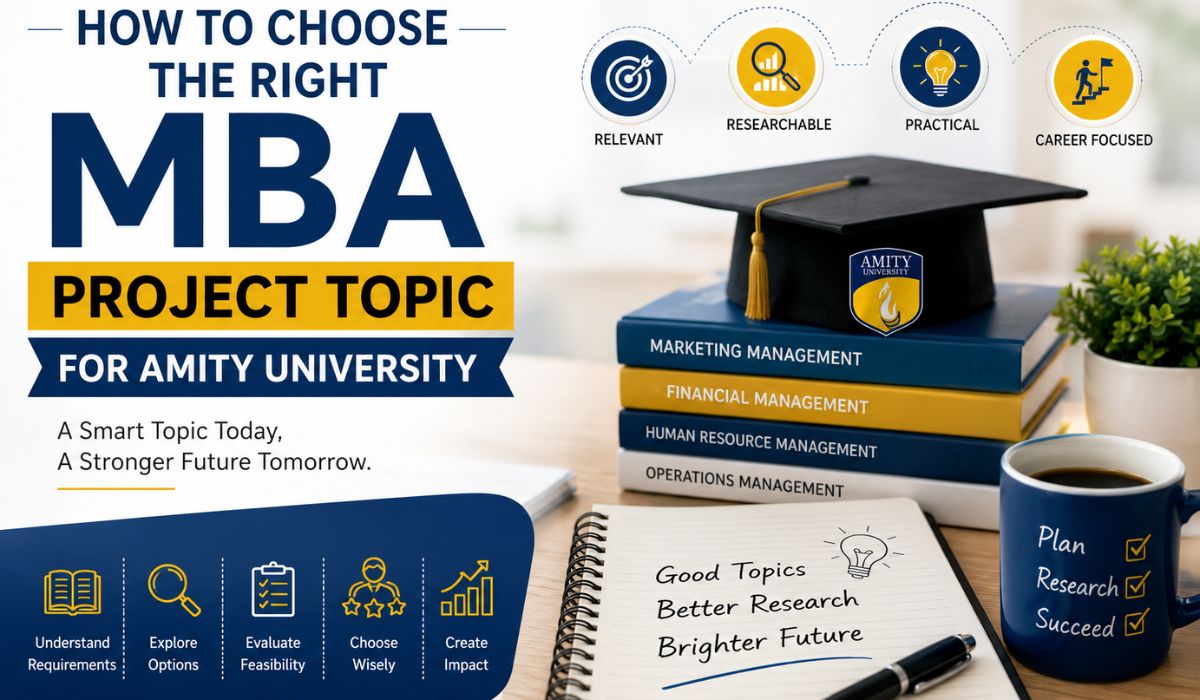 Guide to choosing the right MBA project topic for Amity University with focus on relevant, researchable, practical, and career-focused ideas